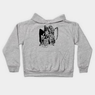 Funny grim reaper, angel, death, vintage, retro Kids Hoodie